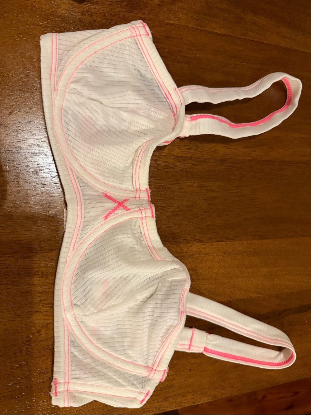 Free People White Bra with Pink Trim
